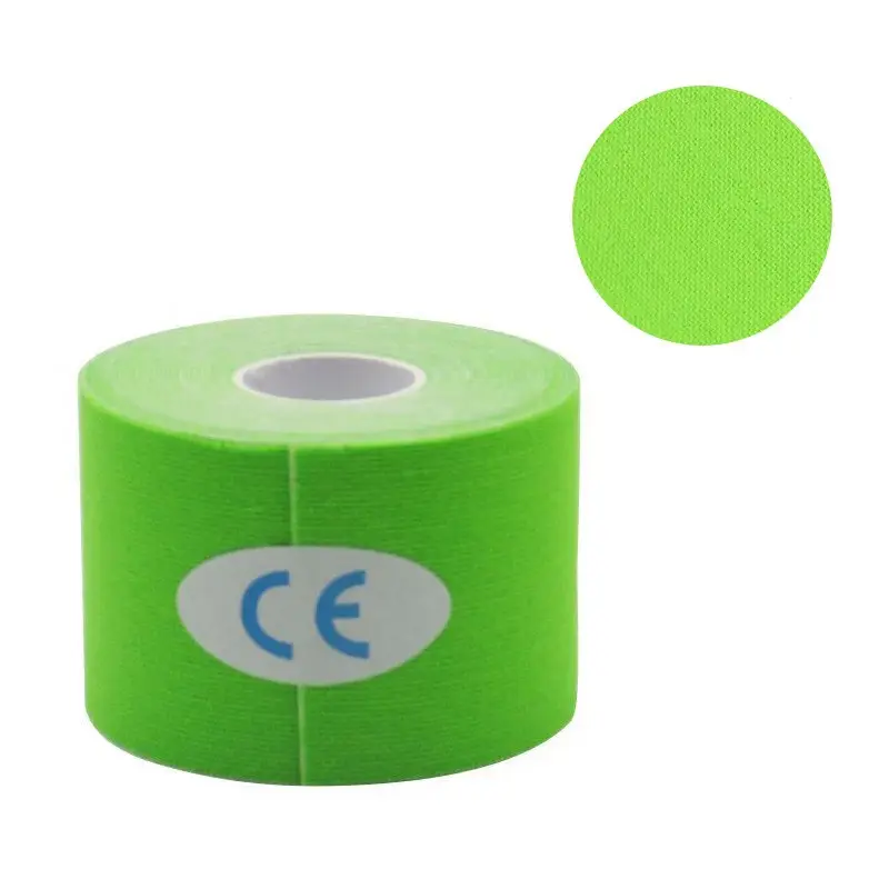 Професійний Кінезіо тейп 5 см х 5 м, зелений колір, марка kinesiology tape